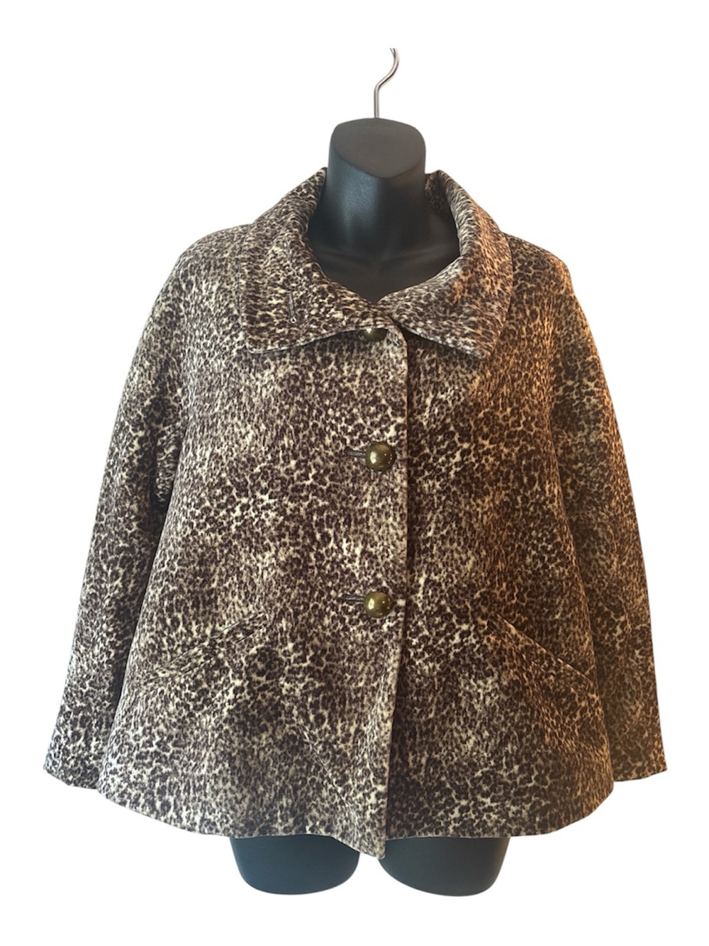 Talbots Velvet Leopard Print Swing Coat - Brown Size 6P